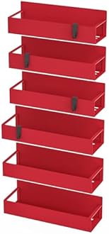 6 Pack Magnetic Spice Storage Rack Organizer for Refrigerator and Oven, Red Fridge Organizers and Storage