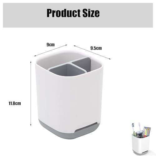 Grey Toothbrush Organizer with 3 Slots and Drainage Holes - Compact Bathroom Toothbrush Holder - Cosy Home Interiors Grey Toothbrush Organizer with 3 Slots and Drainage Holes - Compact Bathroom Toothbrush Holder - Image 2