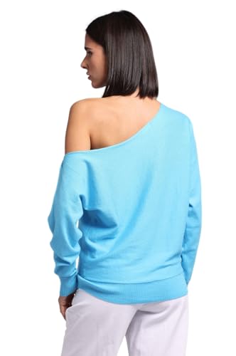 Image of Minnie Rose Womens Long Sleeve Off The Shoulder Cotton Cashmere Pull Over Sweater