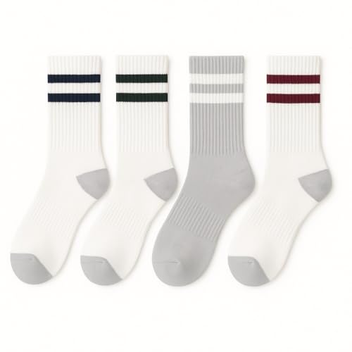 The High Crew – Retro-Inspired Athletic Crew Socks | Extra-Long Staple Cotton | Cushioned Heel & Toe | Classic Court Style | Unisex Fit (4 Pairs)