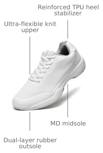 Image of Men's Hard Court Tennis Shoes, Carbon Fiber Midfoot Plate for Stability, Anti-Slip TPU Outsole, Breathable Mesh Upper, Size 8-12