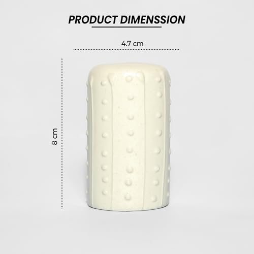 Image of QIMACPLUS Handcrafted Ceramic Salt and Pepper Shaker Set | Perfect Pour Holes for Kitchen, Dining Table, Picnic, Office, Restaurant, and Hotel | Set of 2 (doted White)