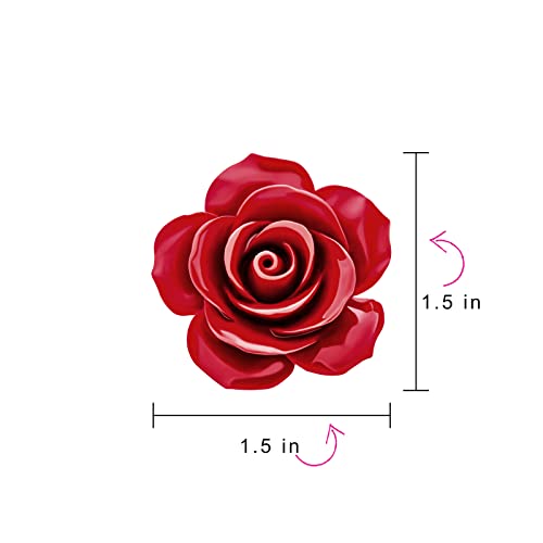 Image of Bling Jewelry Romantic Fashion Statement Pink Blue Black White Red Floral Blooming 3D Carved Large Rose Flower Brooch Scarf Pin For Women Teen