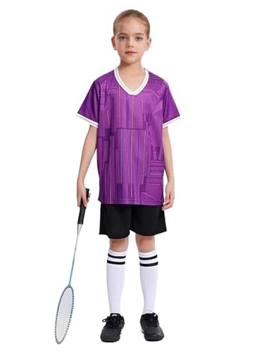 TiaoBug Kids Boys Quick Dry Summer Football Training Outfit Short Sleeve Printed T-shirt and Shorts Set4