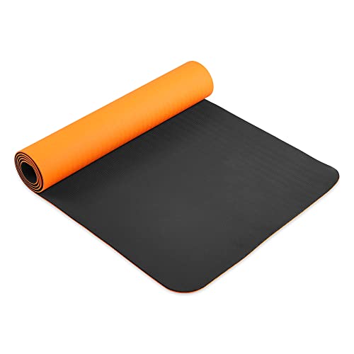 Image of Wakefit Yoga Mat 6mm Thickness - Double Color Reversible Antislip for Women /Men /Kids, Home, Gym and Outdoor Workout (Orange & Dark Grey)