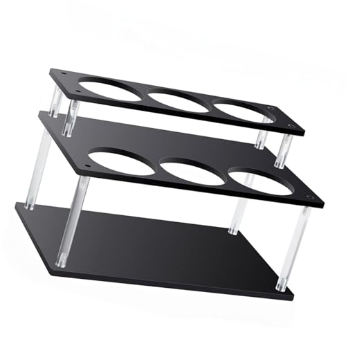Ljmyy Organizador de jarabe de café acrílico negro de 2 niveles con capacidad para 6 botellas para encimera de cocina, soporte de almacenamiento de condimentos