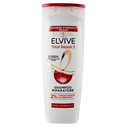 L'Oréal Paris Elvive Total Repair 5 Champú para cabello curvo sin vitalidad, 300 ml