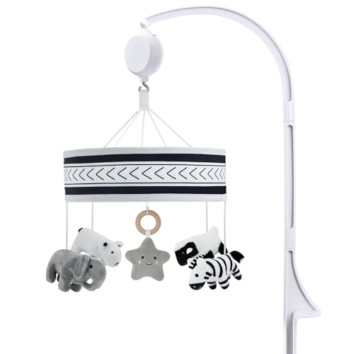 Lovvie & Joy Baby Crib Mobile Mobile for Crib with 35 Lullabies and Stuffed Animals Hanging Toys for Newborns Boys and Girls Black & White Animals Nursery Decor