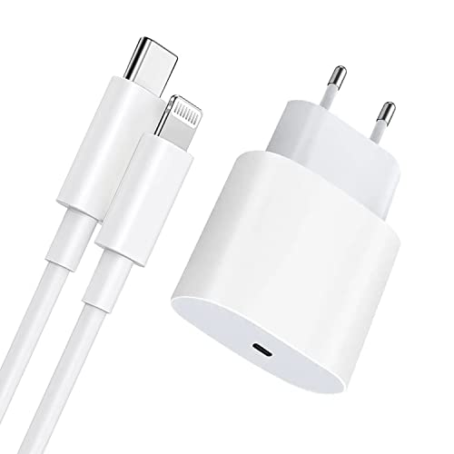 iPhone Schnellladegerät USB C 【MFi-Zertifiziert】 tragbarer 20W USB C Wand-Adapter mit 2M USB C auf Lightning Kabel, kompatibel mit iPhone 14/14 Plus/14 Pro/14 Pro Max/13/12/11~6, iPad, AirPods Serie Cover