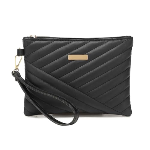 EIR Bolso de Mano de Mujer,Bolso Mujer de PU Cuero,Clutch Fiesta,Cartera de Mano Mujer,Con Asa Cremallera,Regalos Originales Para Mujer(Negro, 21 x 15 cm)