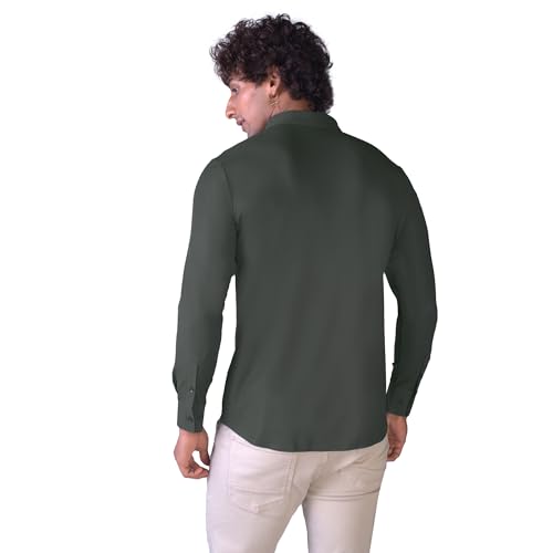 Image of HEKTOR Men's Hidden Button Shirt-Long Sleeve Bubble Check Shirt|Premium Nylon Blend, Regular Fit,Textured Smart