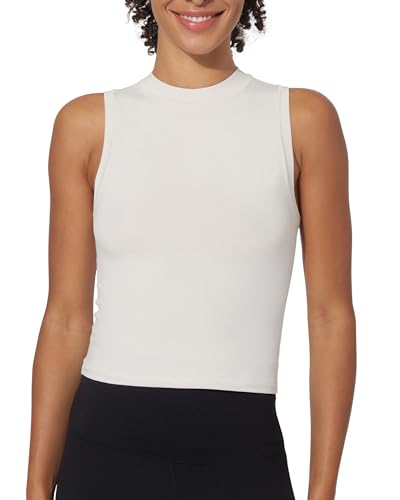 Yogalicious Womens Mock Neck Sleeveless Basic Tank Top Slim Fit Hip-Length Summer Shirts 1 Pack, 2 Pack, 3 Pack4