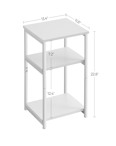 Image of VASAGLE BARNET Collection - Side Table, Small End Table for Living Room, Modern Tall Nightstand, Bedroom, Office, Bathroom, Steel Frame, Cloud White ULET273W14