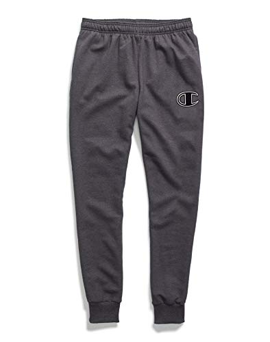 Champion Men's Powerblend Fleece Joggers, C Logo With White Chainstitch