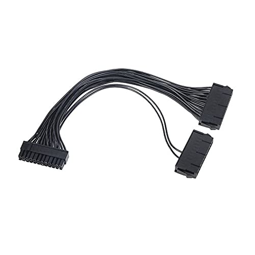 Image of 2 Port 20+4PIN PSU Power Supply ATX 24 Pin Motherboard Adapter Connector Cable for Personal Computer (black)