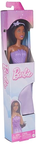 Image of Barbie Royal Fashion Doll with Dark Brown Hair, Removable Skirt & Accessories, Purple Butterfly-Themed Monochromatic Look