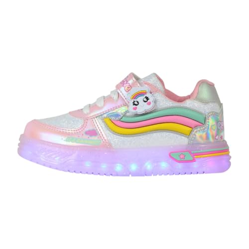 Catálogo para Comprar On-line Tenis de Foquitos los más recomendados. 41 Kuali Shoes| Tenis de niña con Luces led Arcoiris en Color Blanco y Rosa con Detalles en Glitter en Tallas del 15cm al 21cm ONKIDS M-905 Rosa Glitter #17