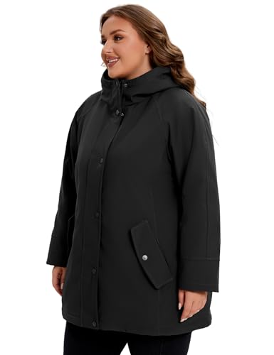 WINDMILL Womens Plus Size Softshell Jacket, Warm Windbreaker Coat with Hood (1X-6X)2