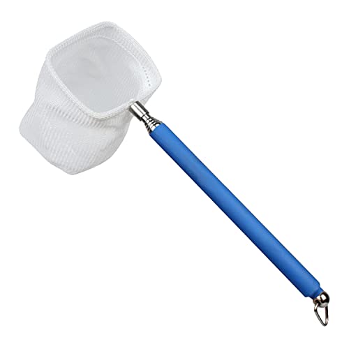 Udalix - Expandable Fishing Landing Net，Fish Tank Shrimp Net Extendable Handle Mini Fishing Net，Stainless Steel Handle Fishing Net for Aquarium Fish Tank Pond Creek (Square-Blue)