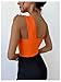 GORGLITTER Women's Twist Front One Shoulder Bodysuit Sleeveless Backless Asymmetrical Neck Tank Top Jumpsuits Burnt Orange Large