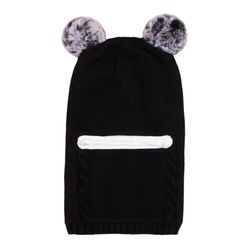 Baby Winter Knit Hat Scarf Set Toddler Bear Ear Beanie Hats with Neck Warmer for Girl Boy Solid Pompom Skullies4
