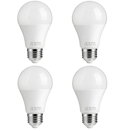 4-Pack 9W 4000K Garage Door Opener Light Bulb, Compatible with Chamberlain Genie Craftsman and LiftMaster Openers - LED Bulbls with E26 Base, White