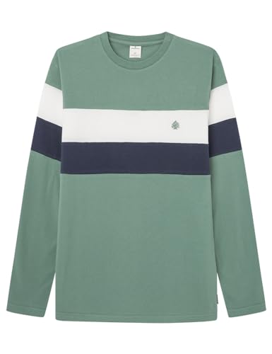 SPRINGFILED, Hombre, Camiseta Piqué Manga Larga Cortes, Green, S