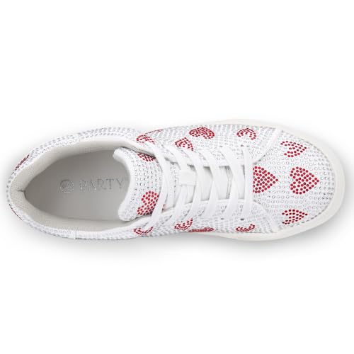 Image of PARTY Women's Rhinestone Platform Lace Up Low Top Glitter Sneakers