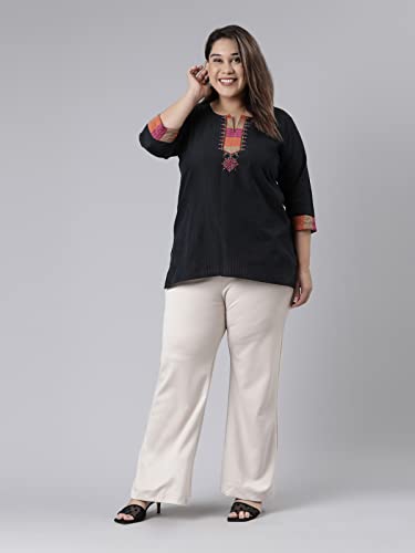 Image of GO COLORS Soft Cotton Stretch Flared Pant Full Length for Women| Breathable, High Rise