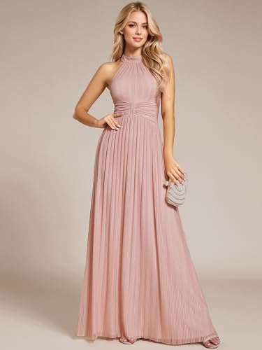 Image of Ever-Pretty Women's Glitter Halter Sleeveless Formal Dresses Evening Gowns Pleated A-line Wedding Guest Dress 41961