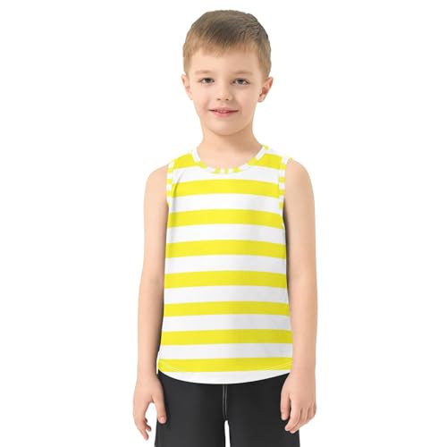 J JOYSAY Yellow Stripe Line Boys Tank Top Sleeveless Muscle Shirts Quick Dry Workout Active Sport Kids T-Shirts 3-15T2