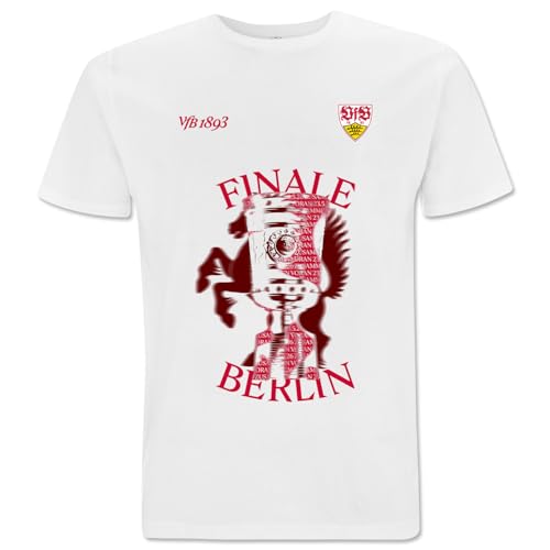 VfB Stuttgart T-Shirt Pokalfinale 2026 Offizielles Fan Shirt Rot Weiß Pokal Finale Fanshirt Herren Damen Fußball Fanartikel (DE/NL/SE/PL Alphanumerisch 3XL Regular Regular Weiß)
