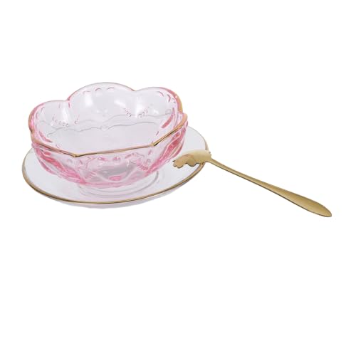 FELTECHELECTR 金縁花形ガラス小鉢 デザート用スモールボウル アイスクリームやスナック用 食洗機対応おしゃれガラス食器