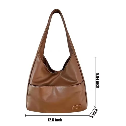Bolso Tote de cuero marrón grande para mujer miniatura 4