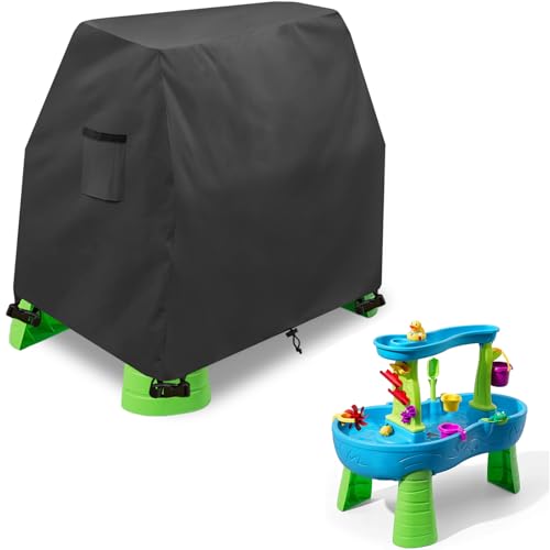 Dalema Kids Water Table Cover,Outdoor Heavy 600D Waterproof Anti-UV Dustproof Kids Water Play Table Cover,Compatible with Step2 Rain Showers Splash Pond Toddler Water Table,Black,Cover Only