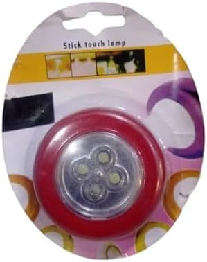 Touch LED Puck Light, Battery-Operated, Stick-On Cabinet Light, Red