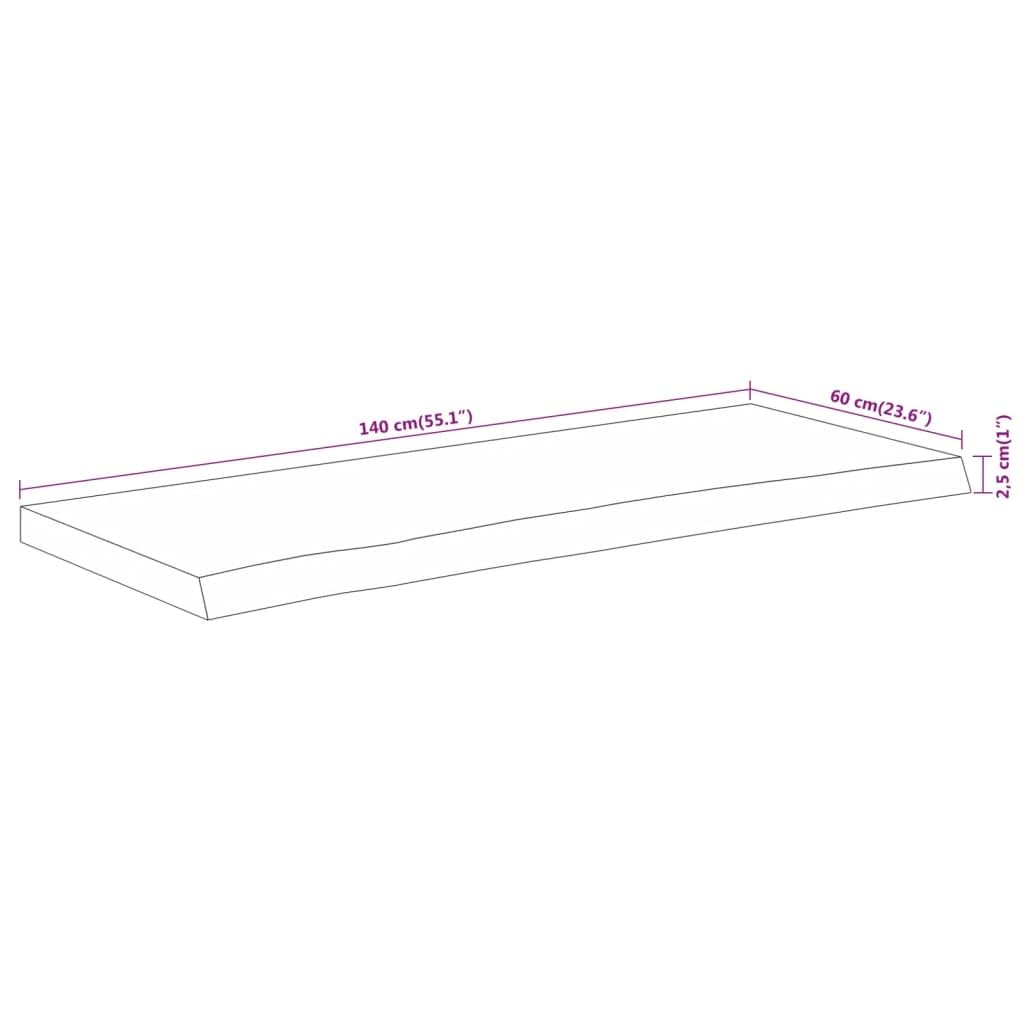 vidaXL Encimera de baño Rectangular Madera Maciza Acacia 140x60x2,5 cm