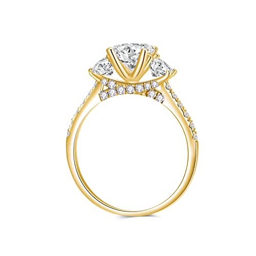 1-1/3 ct.tw. Three-Stone Princess Cut Moissanite Engagement Ring for Women in 925 Sterling Silver/10k Gold/14k Gold/18k Gold, Free Personalized Engraving Name Ring2