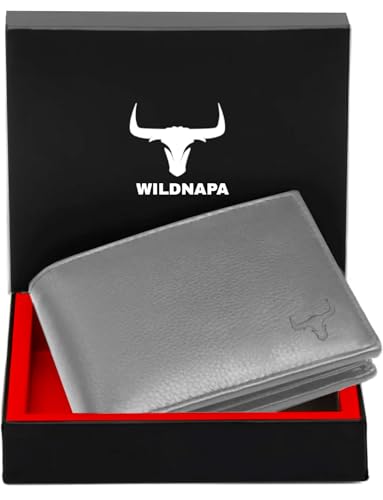 Image of WILD NAPA RFID Protected Brown Genuine Leather Wallets for Men (G-Grey)
