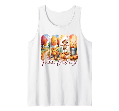 Fall Vibes Shirt Autumn Cozy Season Fall Country Farmer Life Tank Top