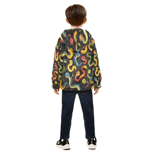 Cute Snake Cartoon Pattern Toddler Fleece Jacket Girl Boys Hooded Fleece Jacket Coat Warm Outwear Zip-up 3-10T4