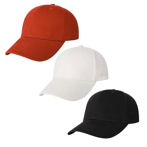 Image of 3 Pack Plain Cotton Strapback Baseball Hat Adjustable Low Profile Blank Team Ball Caps for Men Women