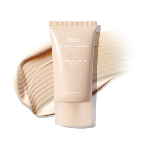 Image of Abib Dewy Tinted Sunscreen SPF 45 (Light) UV Broad Spectrum, Daily Face Moisturizer, Skincare Infused Glow Tube, Mineral&Chemical Hybrid Filter, Lightweight Natural Coverage Korean Skincare 1.69 fl oz