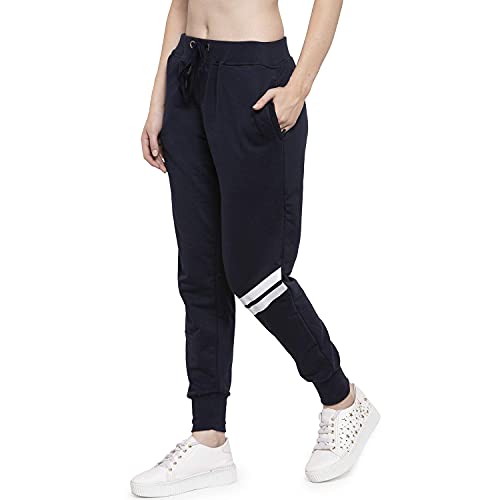 Image of UZARUS Women's Cotton Slim Fit Joggers Track Pants with 2 Zippered Pockets