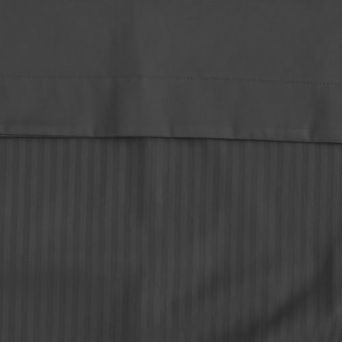 Housse de couette satin de coton 240x220 cm anthracite réversible rayée VERSALUXE - 4
