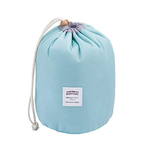 Preisvergleich Produktbild COOJA Reise Kulturbeutel Damen, Wasserdicht Rund Kosmetiktasche mit Kordelzug, Kulturtasche Waschbeutel + Mini Beutel + Transparente PVC Tasche -Grün