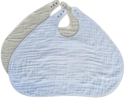Jippli™ Burpy Cloths 2-Pack, Large-Sized, 100% Muslin Cotton- Max Coverage for Max Protection, Adustable