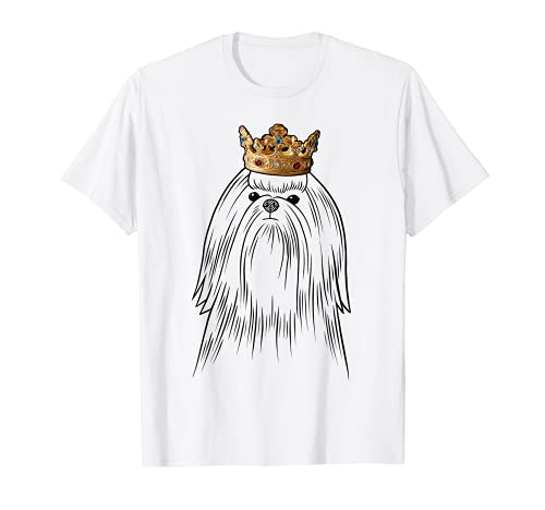 Maltese Dog Wearing Crown T-Shirt, Black