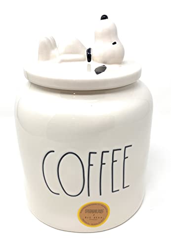 Rae Dunn COFFEE Ceramic Canister with Snoopy Peanuts Lid