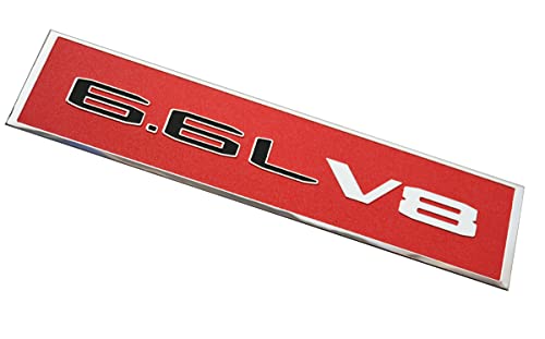 Image of SSDD 2pcs 6.6L V8 Emblems Metal 6.6 Liter V8 Flat Badge 3D Decal Replacement CH-6.6L V8 CH-6.6L V8